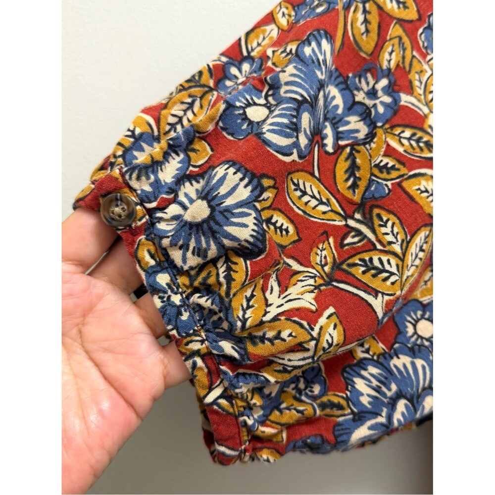 Faherty Carmel Linen Midi Dress Waist Tie Pockets in Red Desert Blossom Size XS - Picture 8 of 12